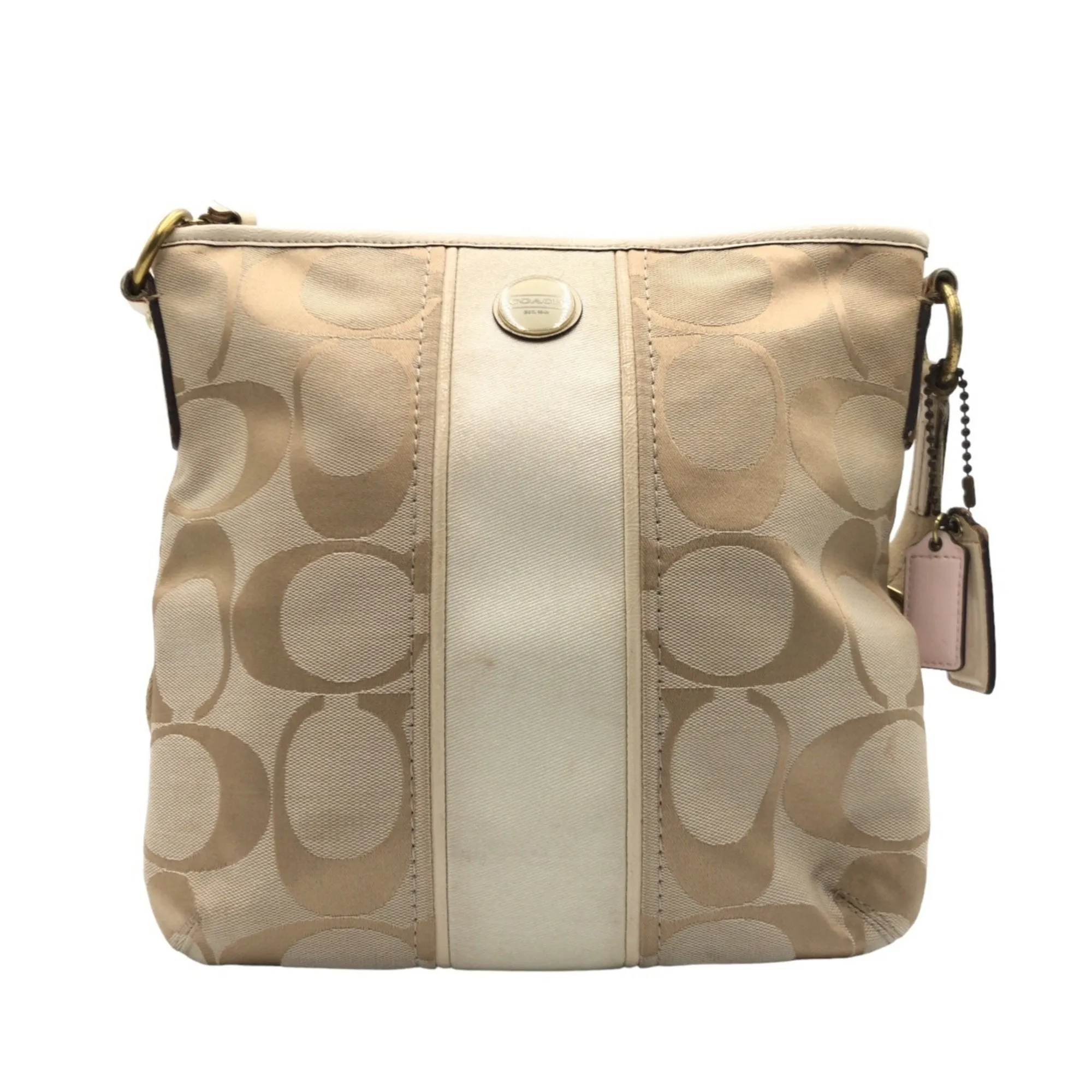 Coach ivory Signature Line Pochette Shoulder Bag (Pre-Owned)