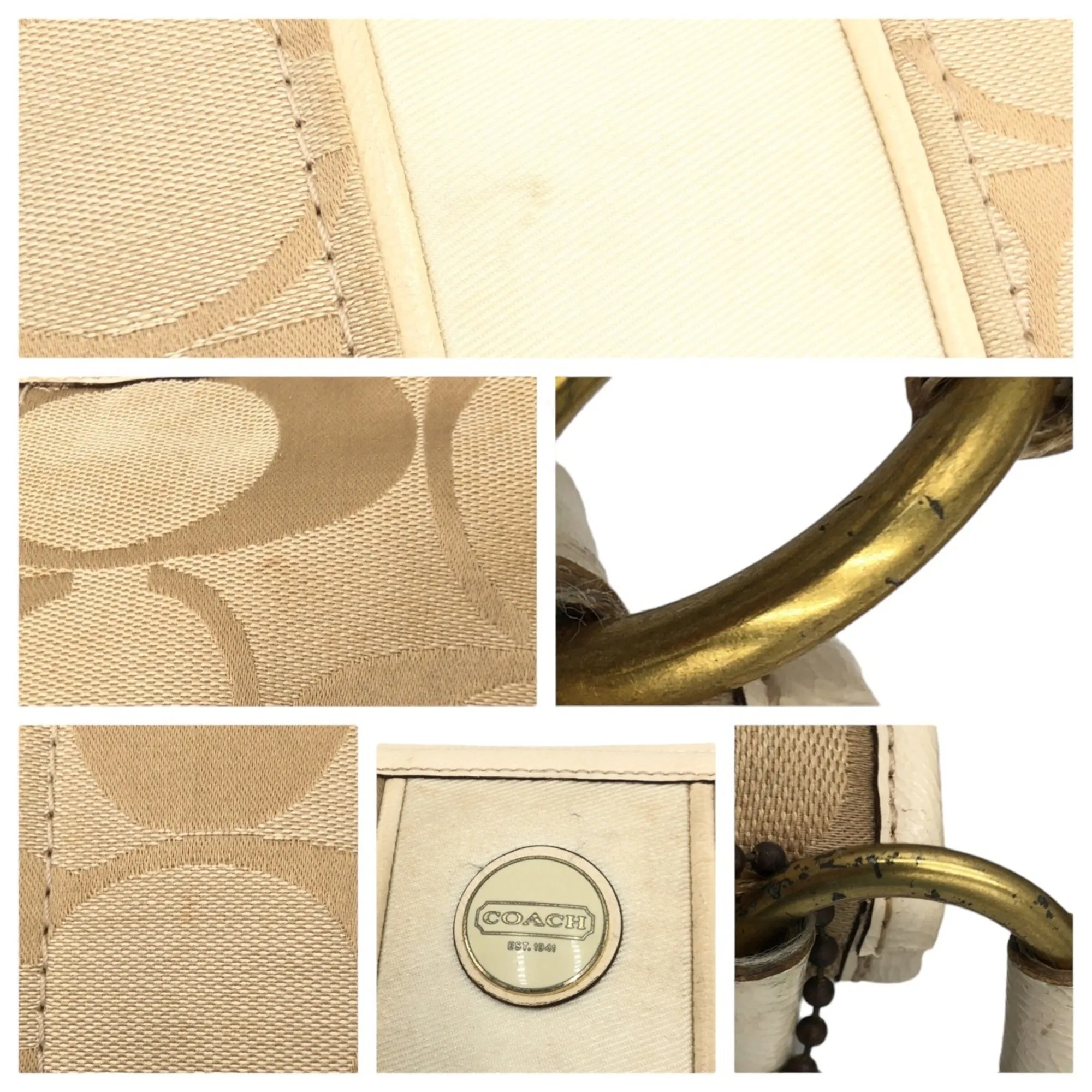 Coach ivory Signature Line Pochette Shoulder Bag (Pre-Owned)