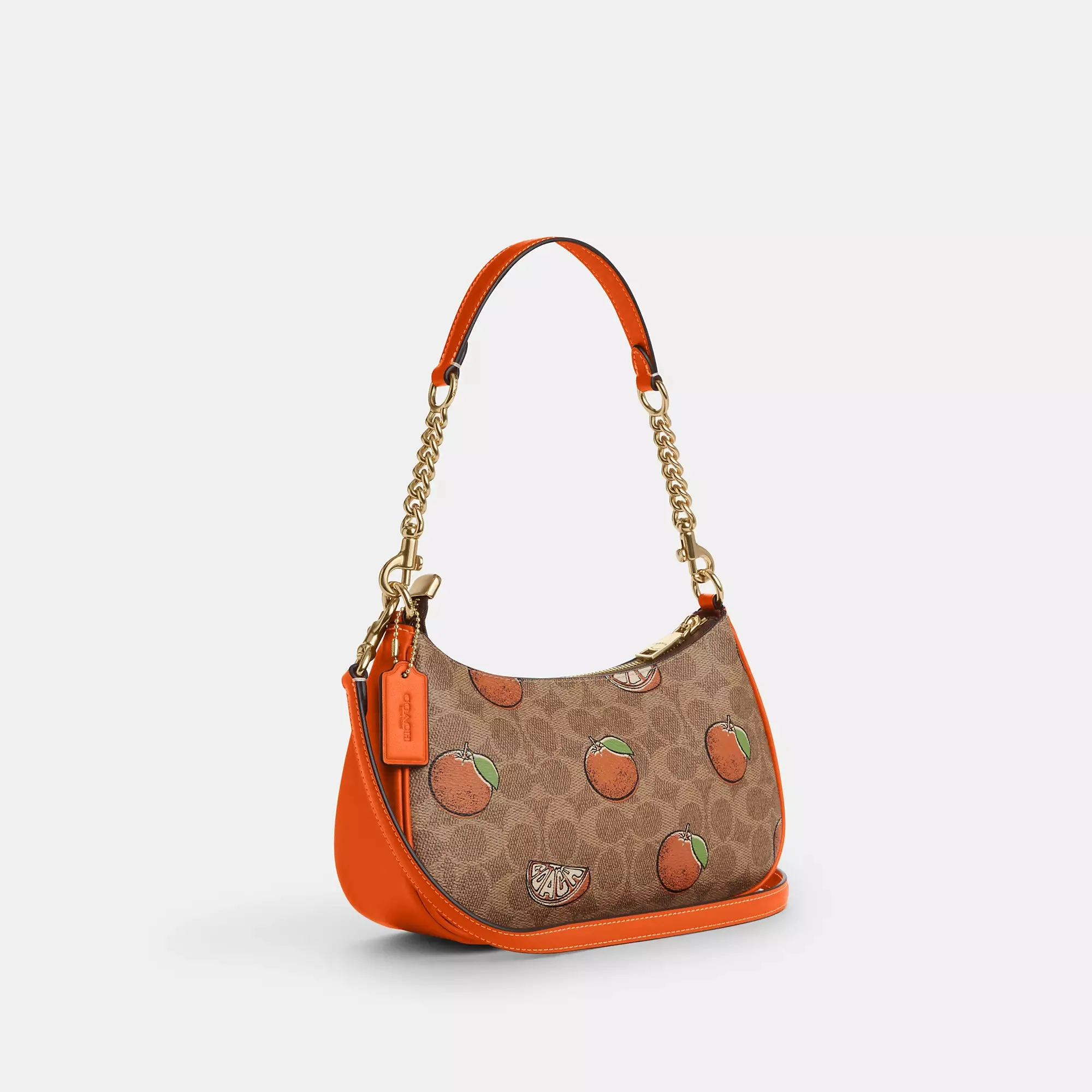 Coach Outlet Teri Shoulder Bag In Signature Canvas With Orange Print
