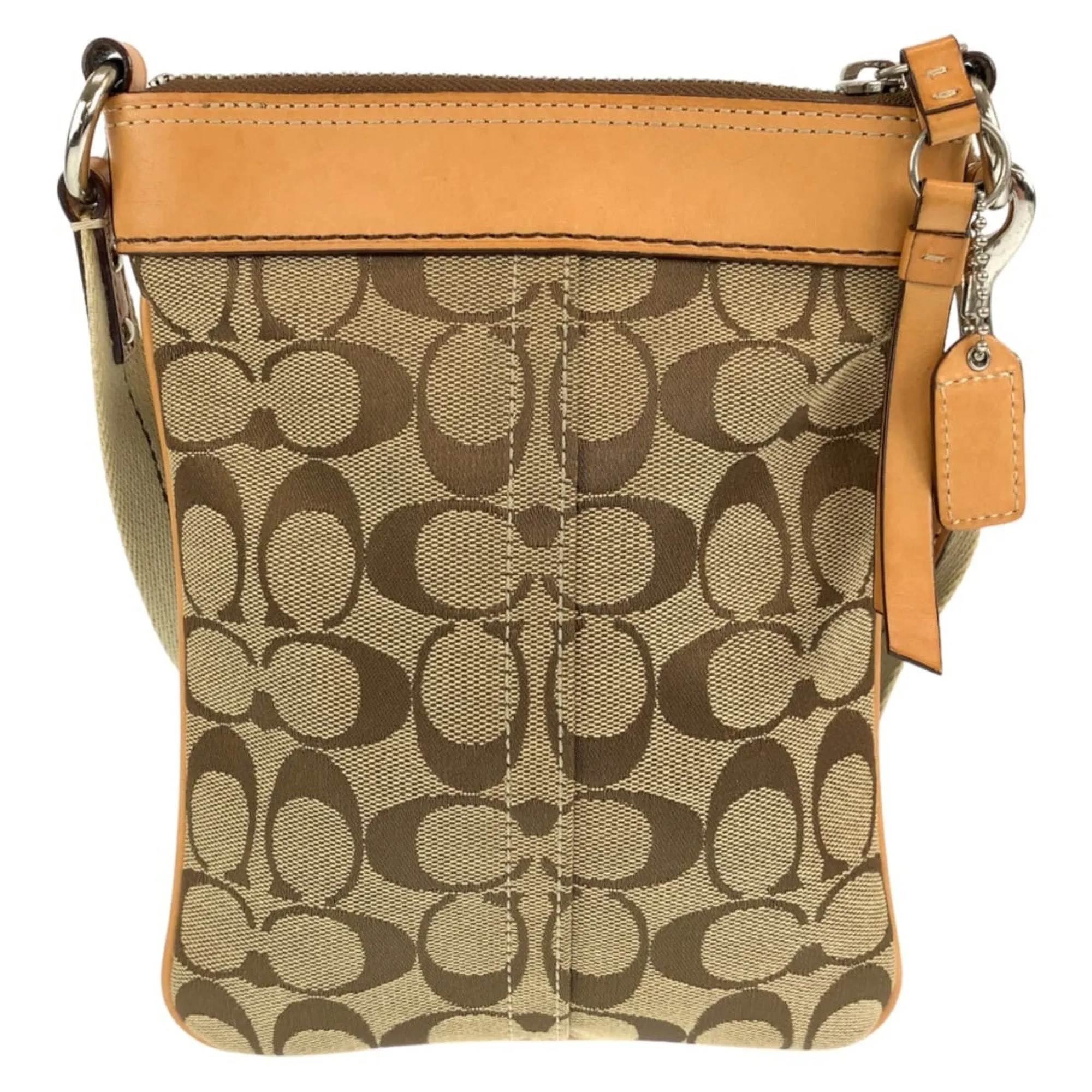 Coach Signature Canvas Leather Pochette Shoulder Bag (Pre-Owned)