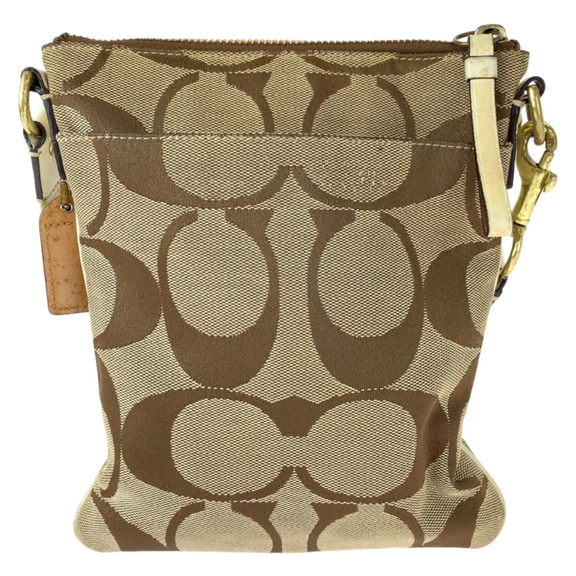 Coach Signature Line Leather Pochette Shoulder Bag (Pre-Owned)