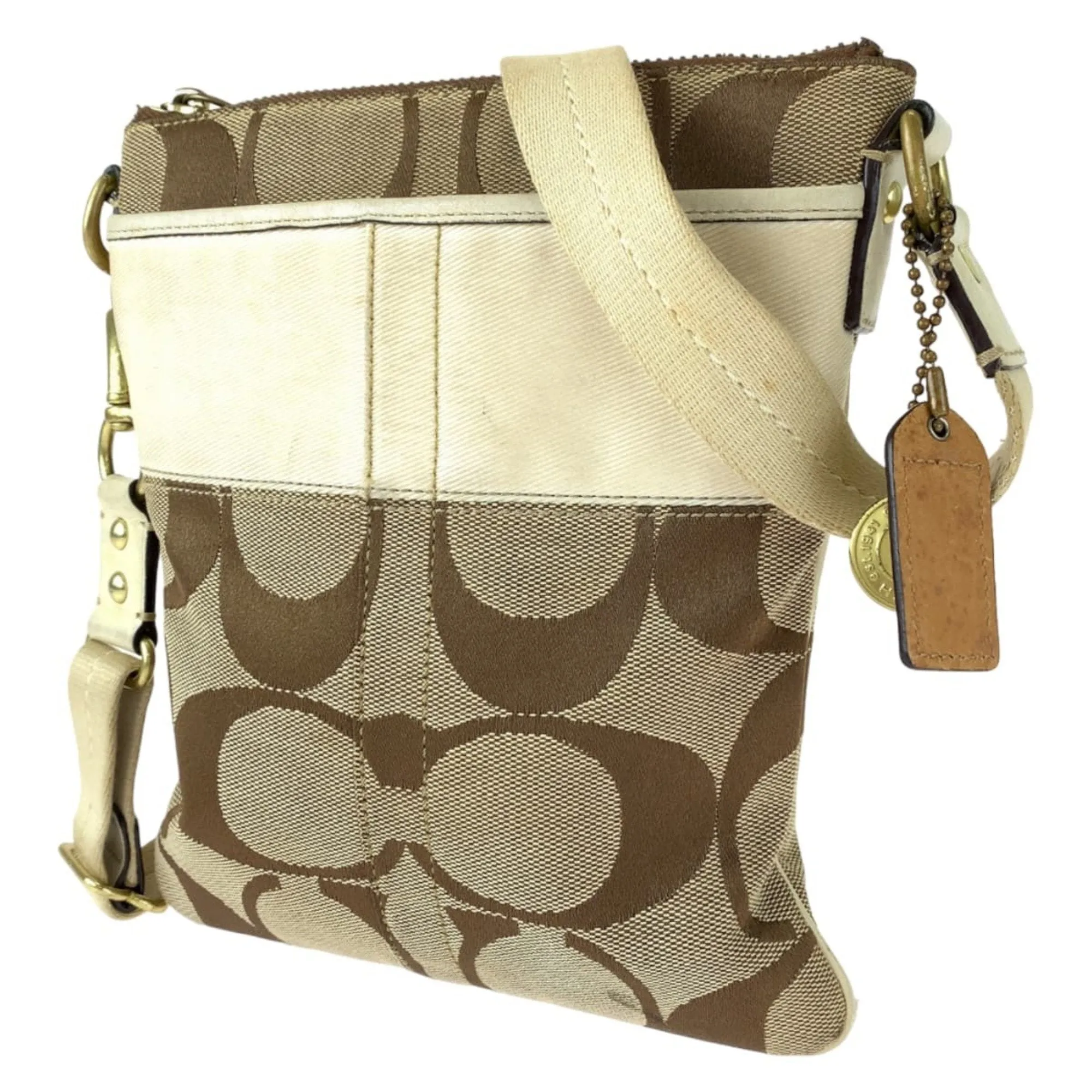 Coach Signature Line Leather Pochette Shoulder Bag (Pre-Owned)