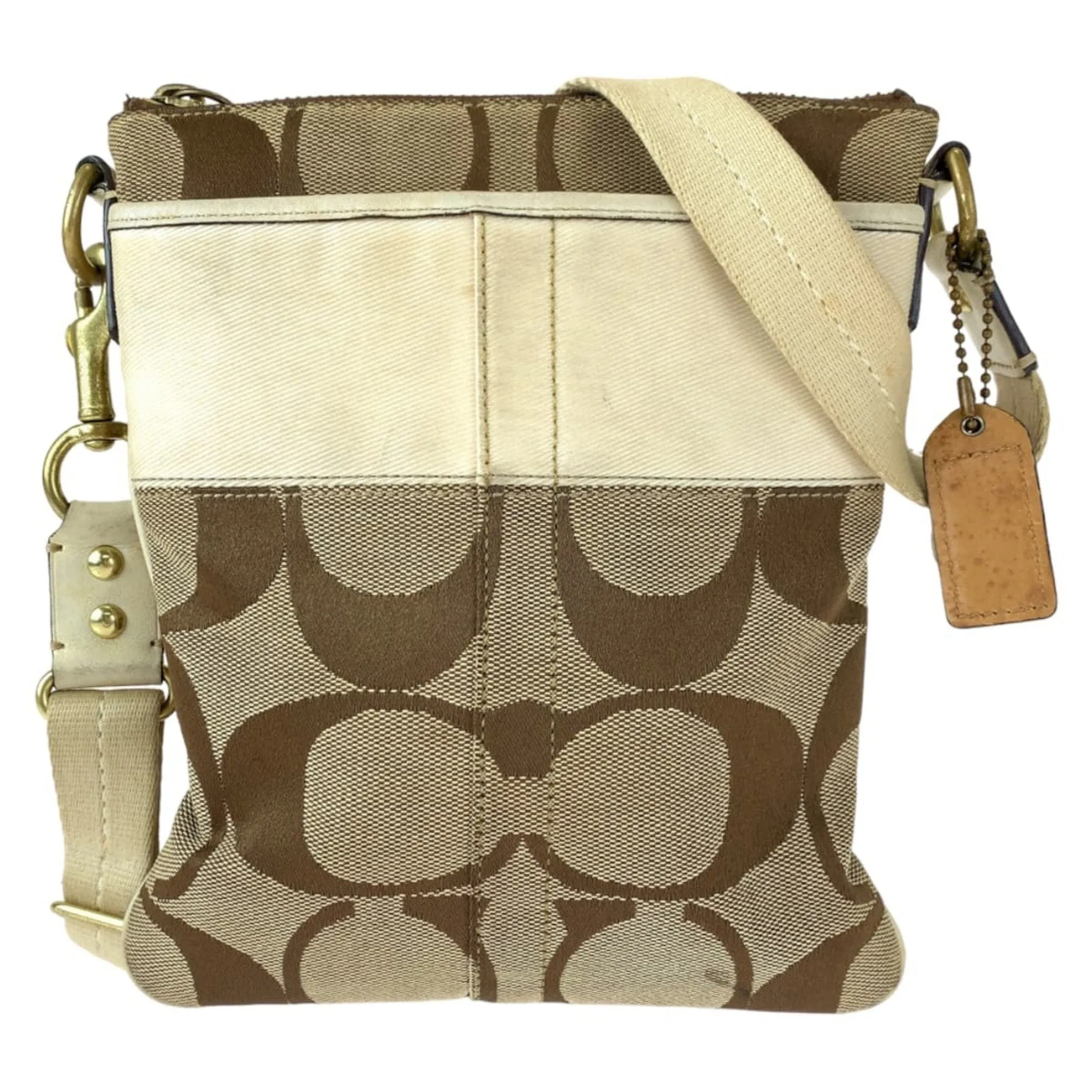 Coach Signature Line Leather Pochette Shoulder Bag (Pre-Owned)