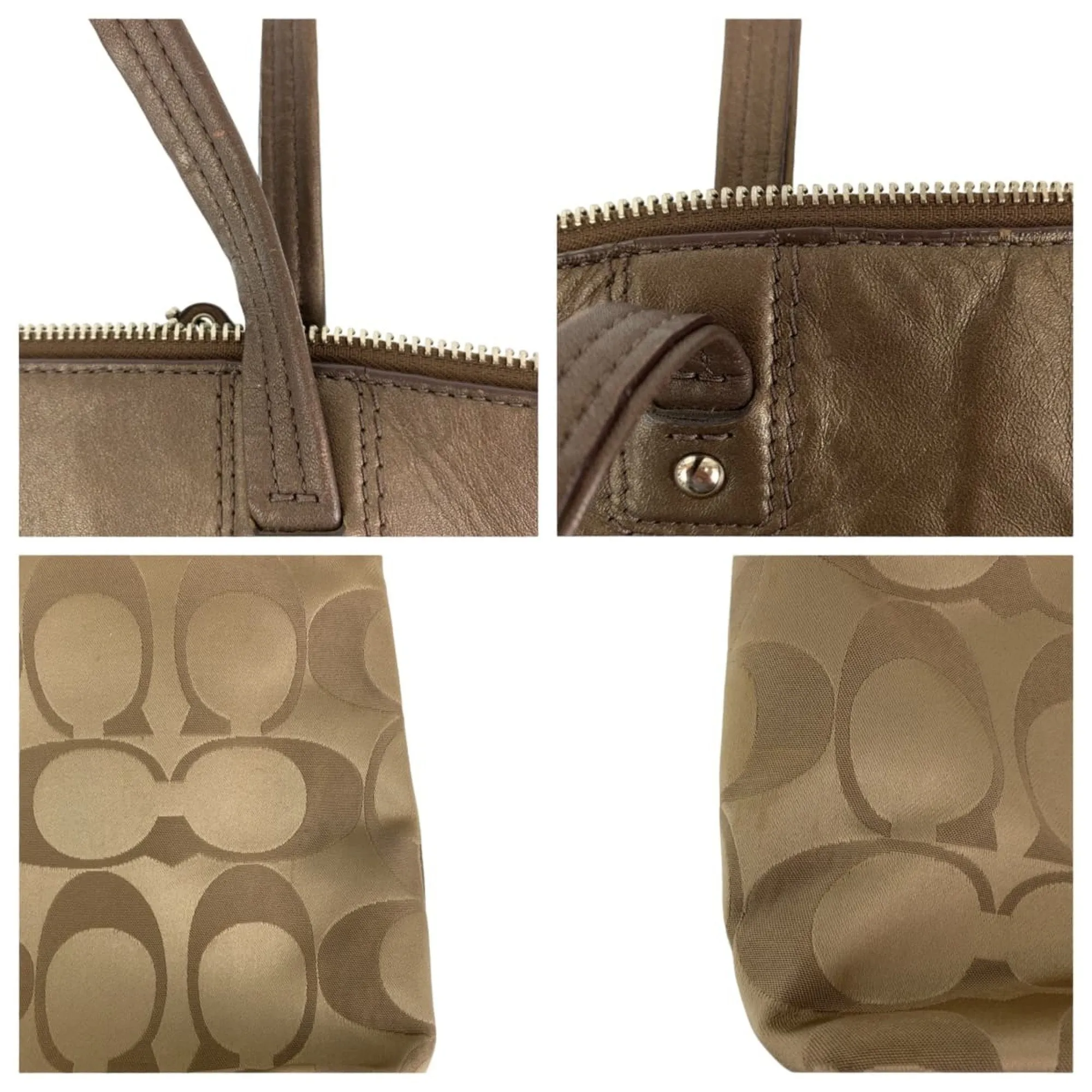 Coach  Signature Line Leather Shoulder Bag Tote Bag (Pre-Owned)