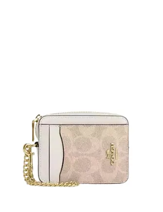 Coach Zip Card Case In Signature Canvas