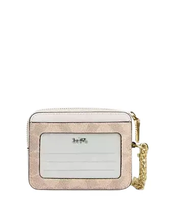 Coach Zip Card Case In Signature Canvas