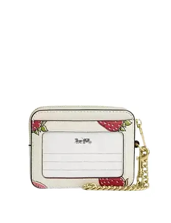 Coach Zip Card Case With Strawberry Print