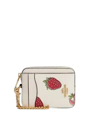 Coach Zip Card Case With Strawberry Print