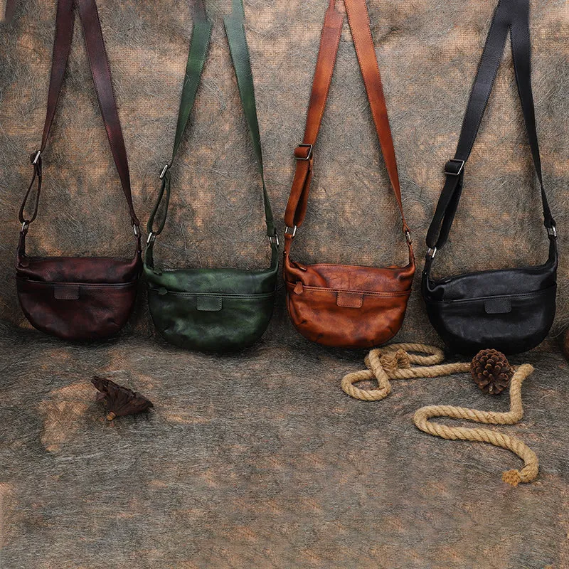 Coffee Leather Womens Saddle Shoulder Bags Saddle Vintage Crossbody Purse for Women