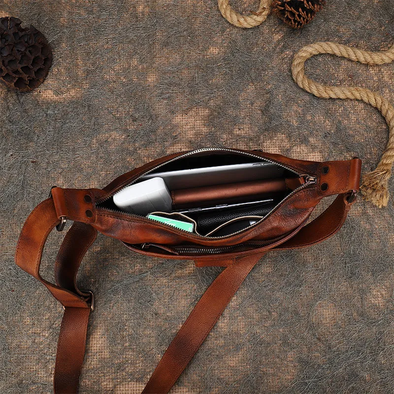 Coffee Leather Womens Saddle Shoulder Bags Saddle Vintage Crossbody Purse for Women