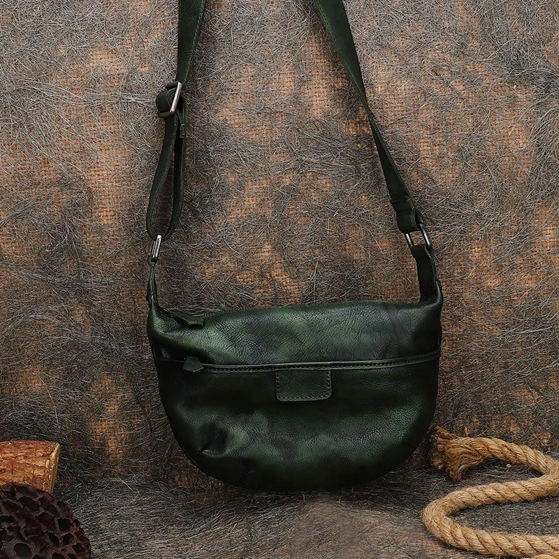 Coffee Leather Womens Saddle Shoulder Bags Saddle Vintage Crossbody Purse for Women