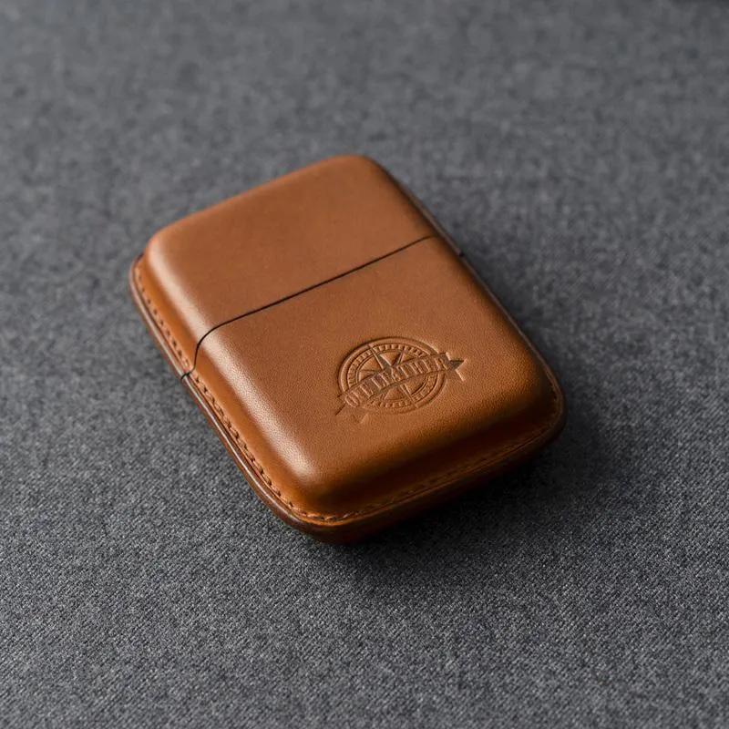 Cool Brown Leather Mens 14pcs Cigarette Holder Case Cool Custom Cigarette Case for Men