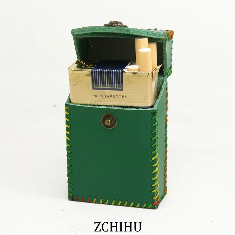 Cool Handmade Leather Womens Green Cigarette Holder Case for Women
