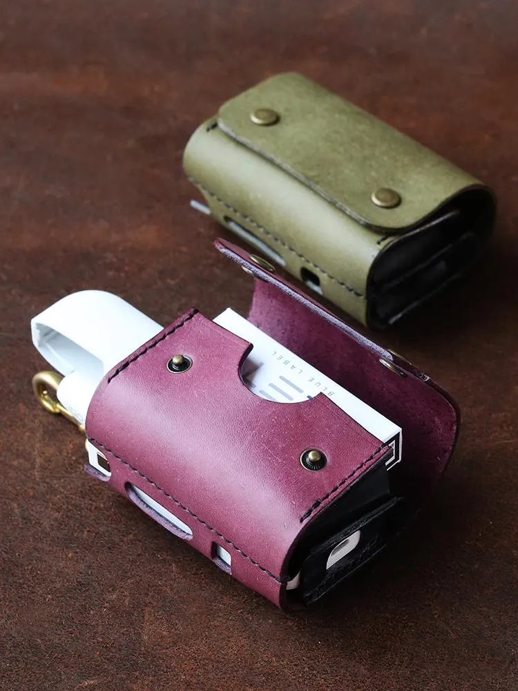 Cool Leather Mens IQOS Cigarette Case With Belt Clip Loop IQOS Holder for Men