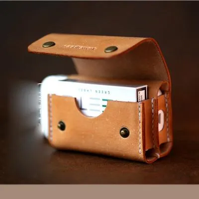 Cool Leather Mens IQOS Cigarette Case With Belt Clip Loop IQOS Holder for Men