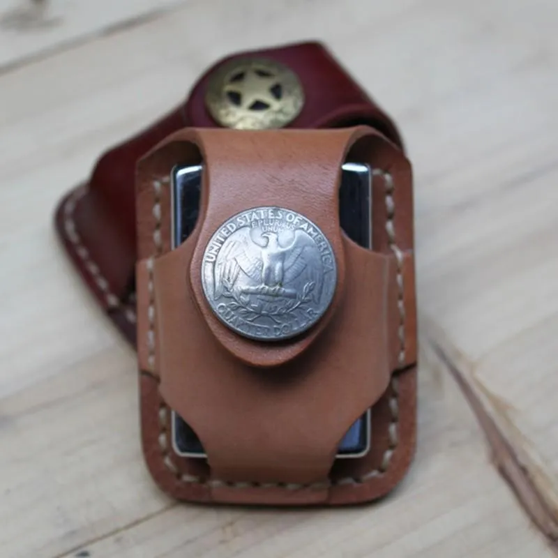 Cool Zippo Leather Lighter Pouch with Loop Biker Leather Zippo lighter cases with Clip