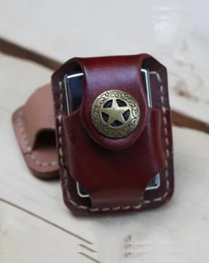 Cool Zippo Leather Lighter Pouch with Loop Biker Leather Zippo lighter cases with Clip