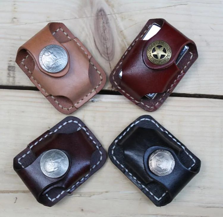 Cool Zippo Leather Lighter Pouch with Loop Biker Leather Zippo lighter cases with Clip