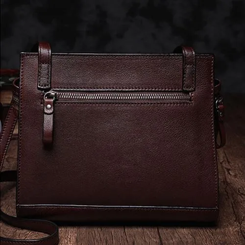 Cute Coffee WOmens Leather Heart Satchel Bags Brown Leather Shoulder Bag Purse for Ladies