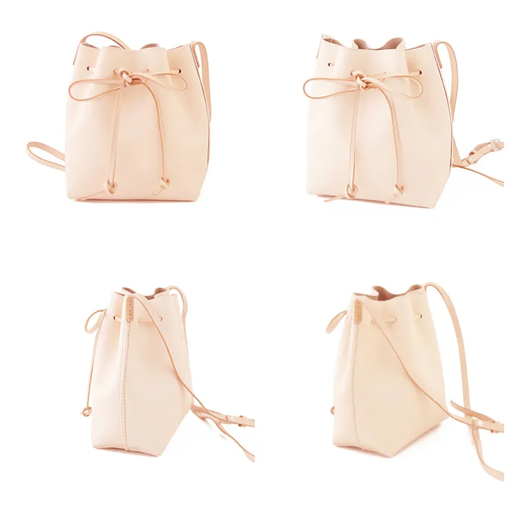 Cute LEATHER Beige Bucket Bag WOMENs SHOULDER BAG Purses FOR WOMEN
