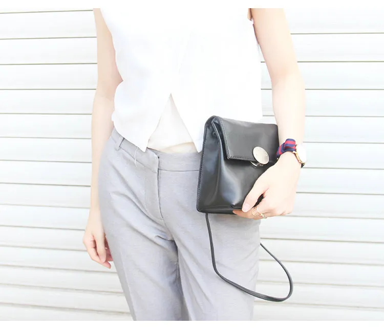 Cute LEATHER Black WOMENs SHOULDER BAG Purses FOR WOMEN