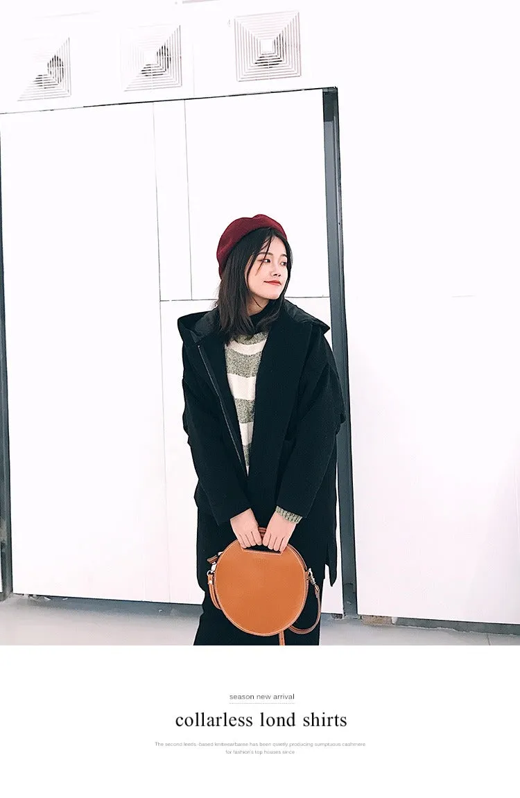 Cute Round LEATHER Handbag Green WOMEN Circle SHOULDER BAG Small Crossbody Purse FOR WOMEN