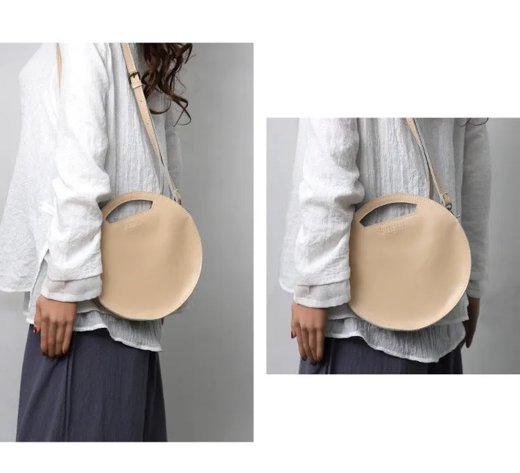 Cute Round LEATHER Handbag Green WOMEN Circle SHOULDER BAG Small Crossbody Purse FOR WOMEN