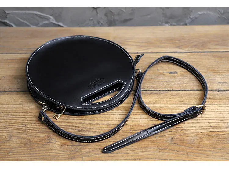 Cute Round LEATHER Handbag Green WOMEN Circle SHOULDER BAG Small Crossbody Purse FOR WOMEN