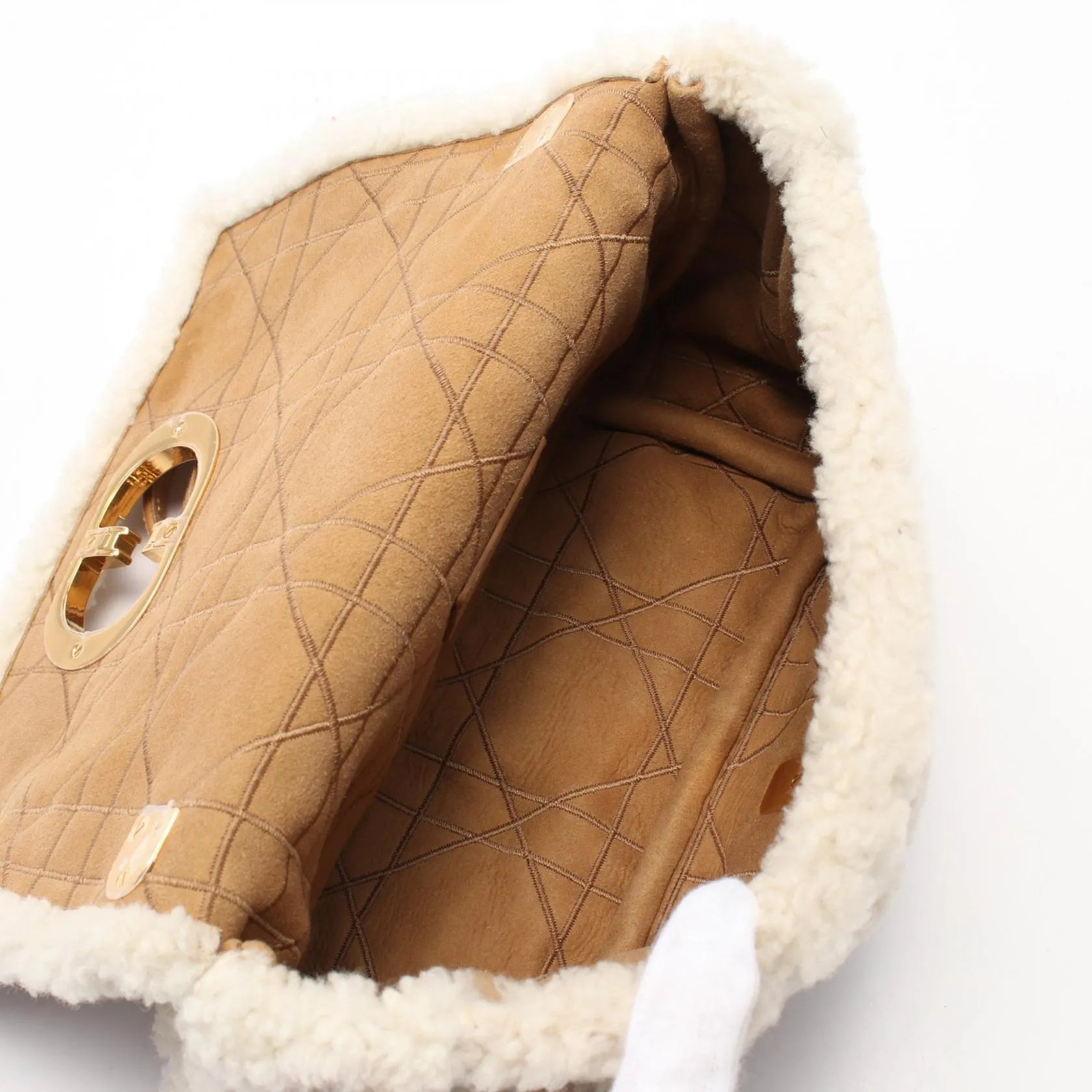 Dior CARO Sheepskin Shearling Shoulder Bag