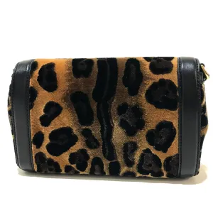 DOLCE&GABBANA Shoulder Bag Velvet / leather Black x brown Leopard print Leopard Flower Rock Metal Women Used
