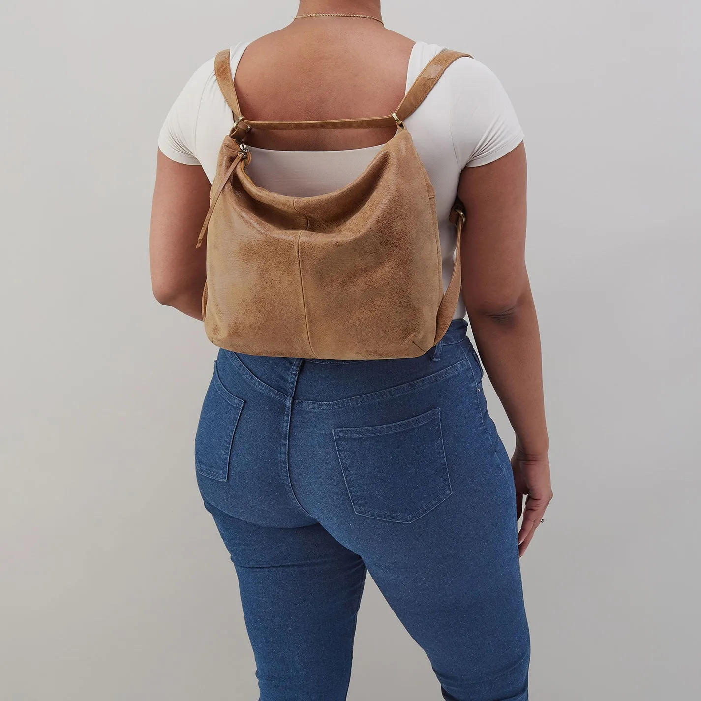 Emily Convertible Backpack In Buffed Leather - Whiskey