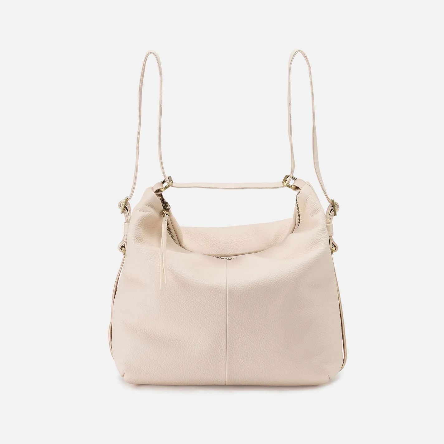 Emily Convertible Backpack In Pebbled Leather - Cream