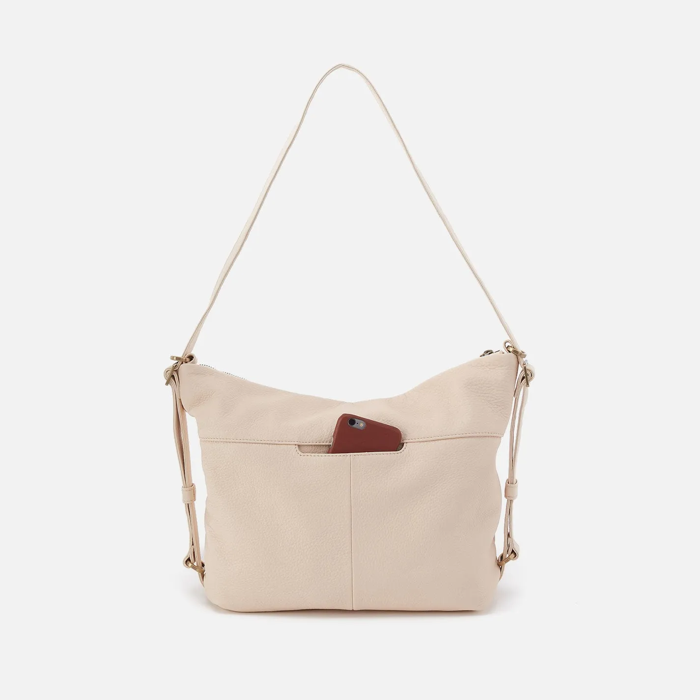 Emily Convertible Backpack In Pebbled Leather - Cream