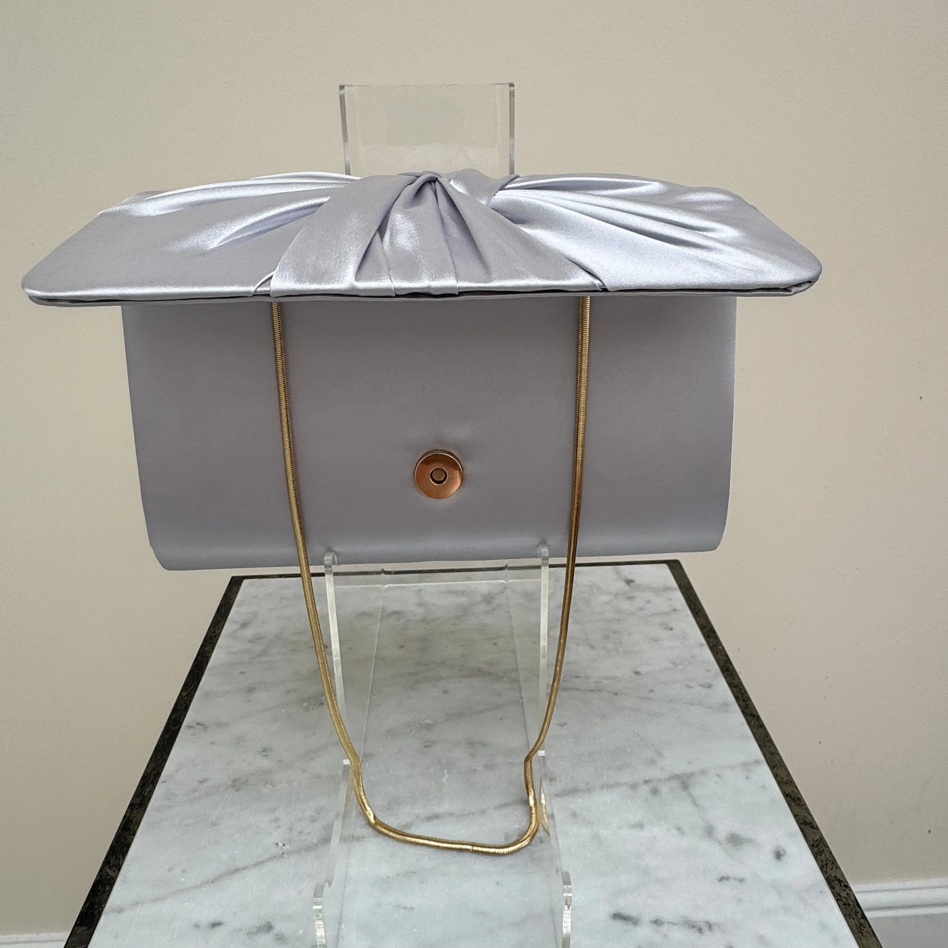 Failsworth Dove Grey Satin Clutch Bag
