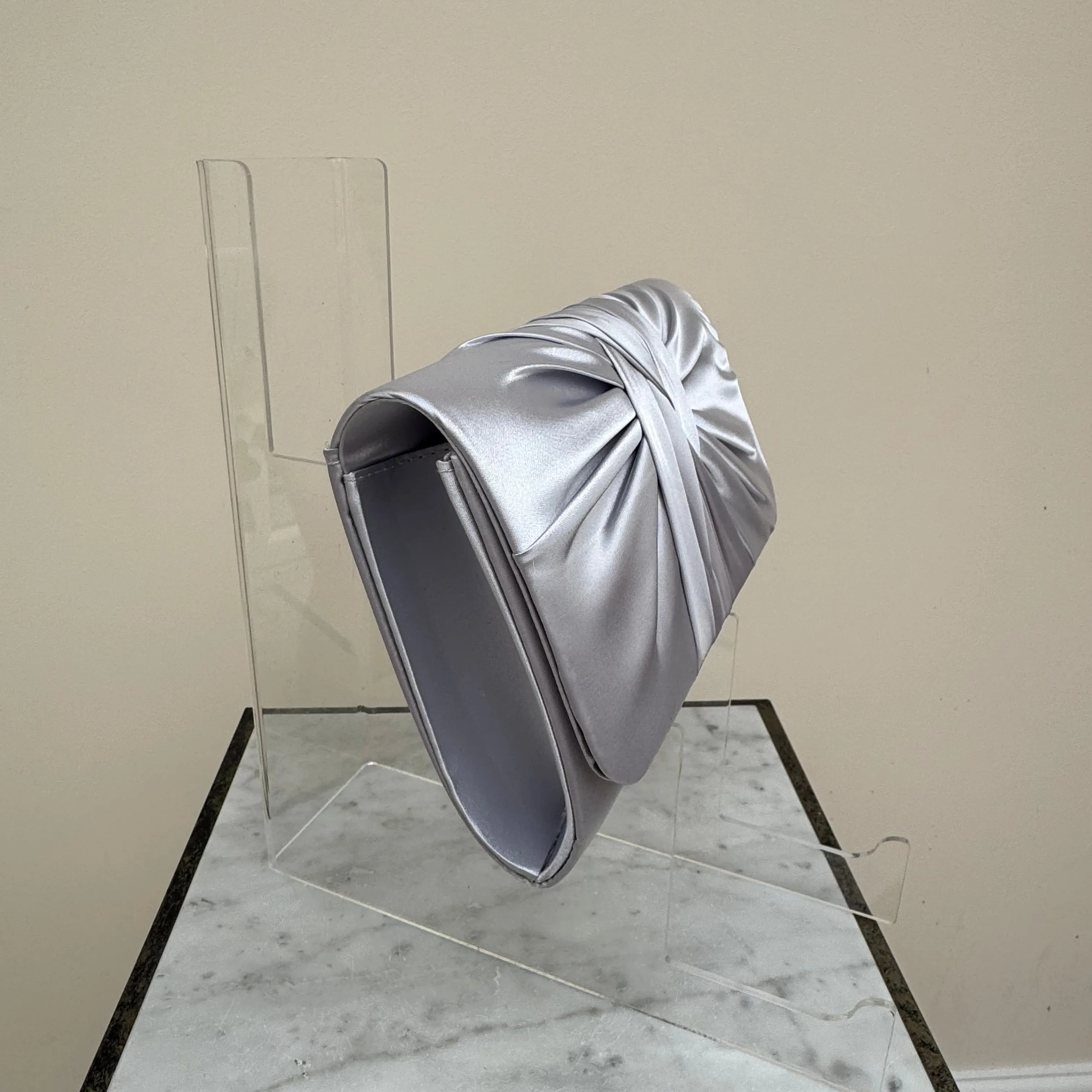 Failsworth Dove Grey Satin Clutch Bag