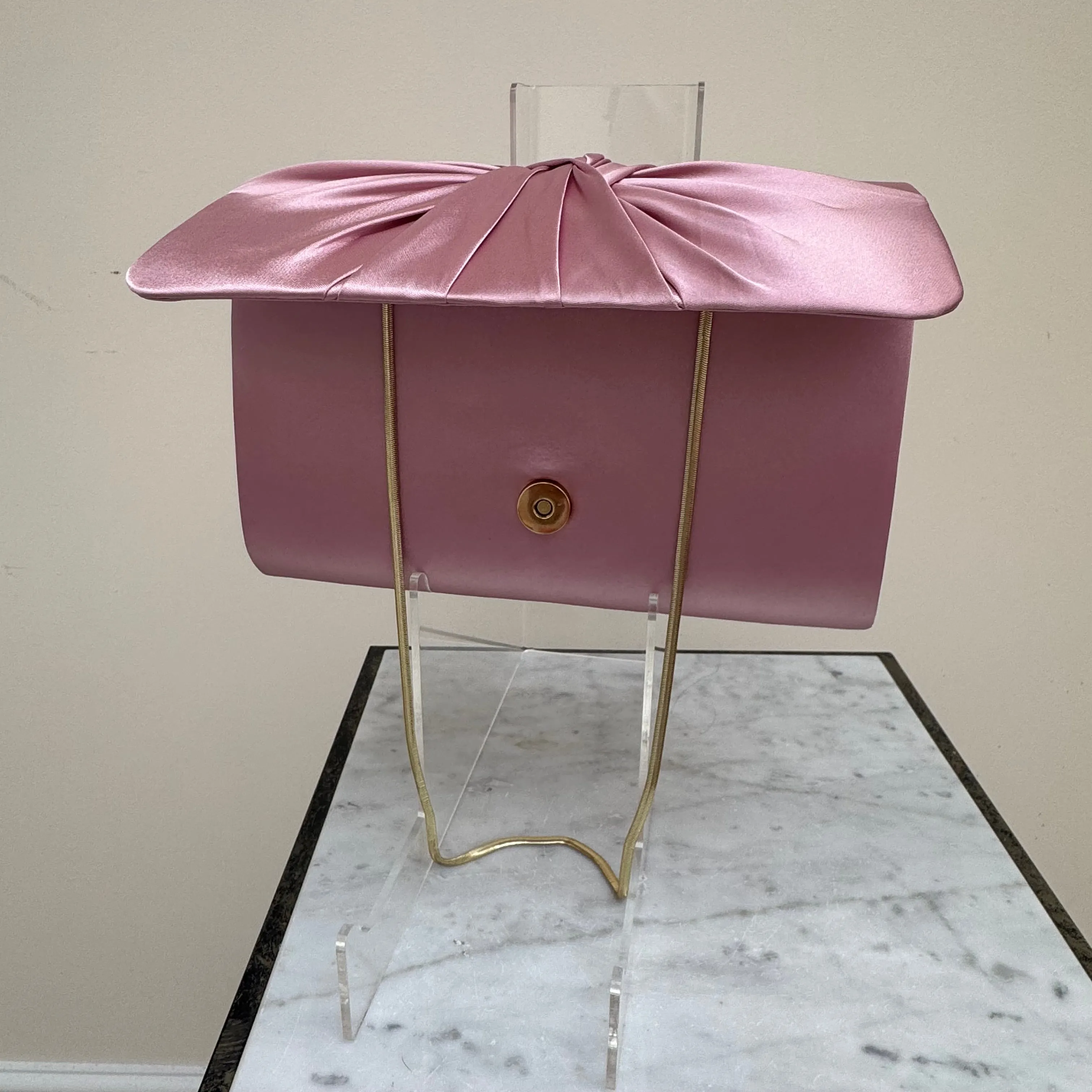 Failsworth Quartz Pink Satin Clutch Bag Quartz