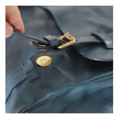 Fashion Women's Blue Leather Top Handle Satchel Handbag Brown Shoulder Bag Satchel Crossbody Purse