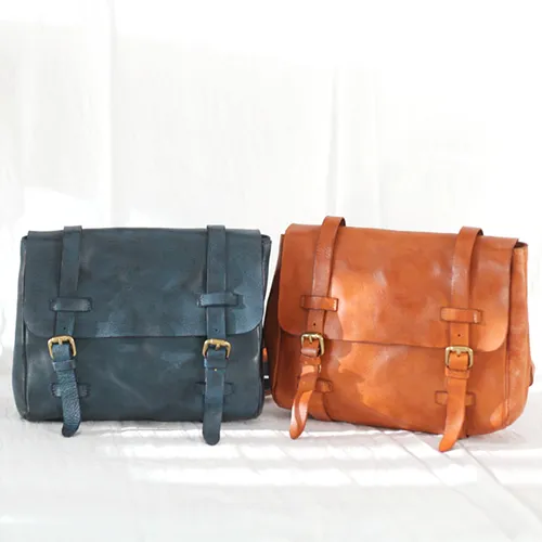 Fashion Women's Blue Leather Top Handle Satchel Handbag Brown Shoulder Bag Satchel Crossbody Purse