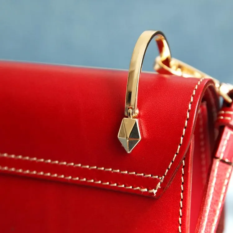 Fashion Womens Green Leather Flap Over Handbag Purse Handmade Square Crossbody Bag Shoulder Bag Purse