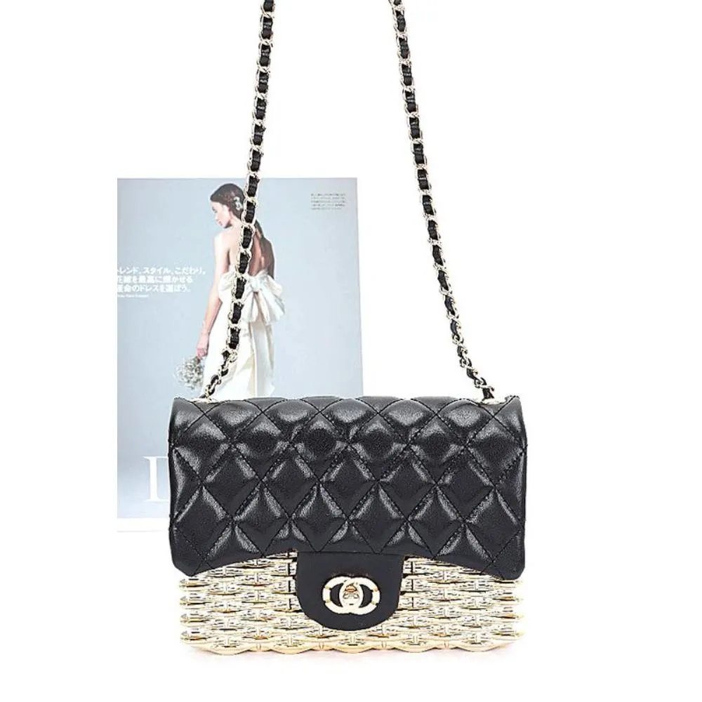 FASHNZFAB Quilted Flap Acrylic Shoulder Bag