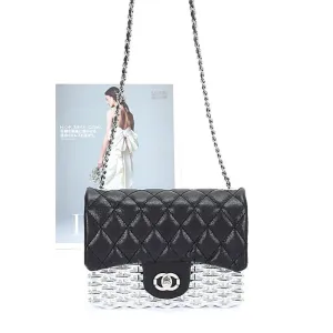 FASHNZFAB Quilted Flap Acrylic Shoulder Bag