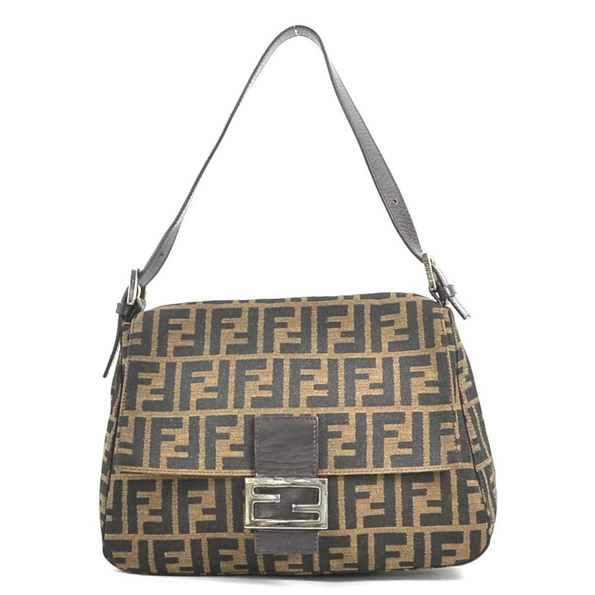 Fendi Canvas Leather Shoulder Bag (Pre-Owned)