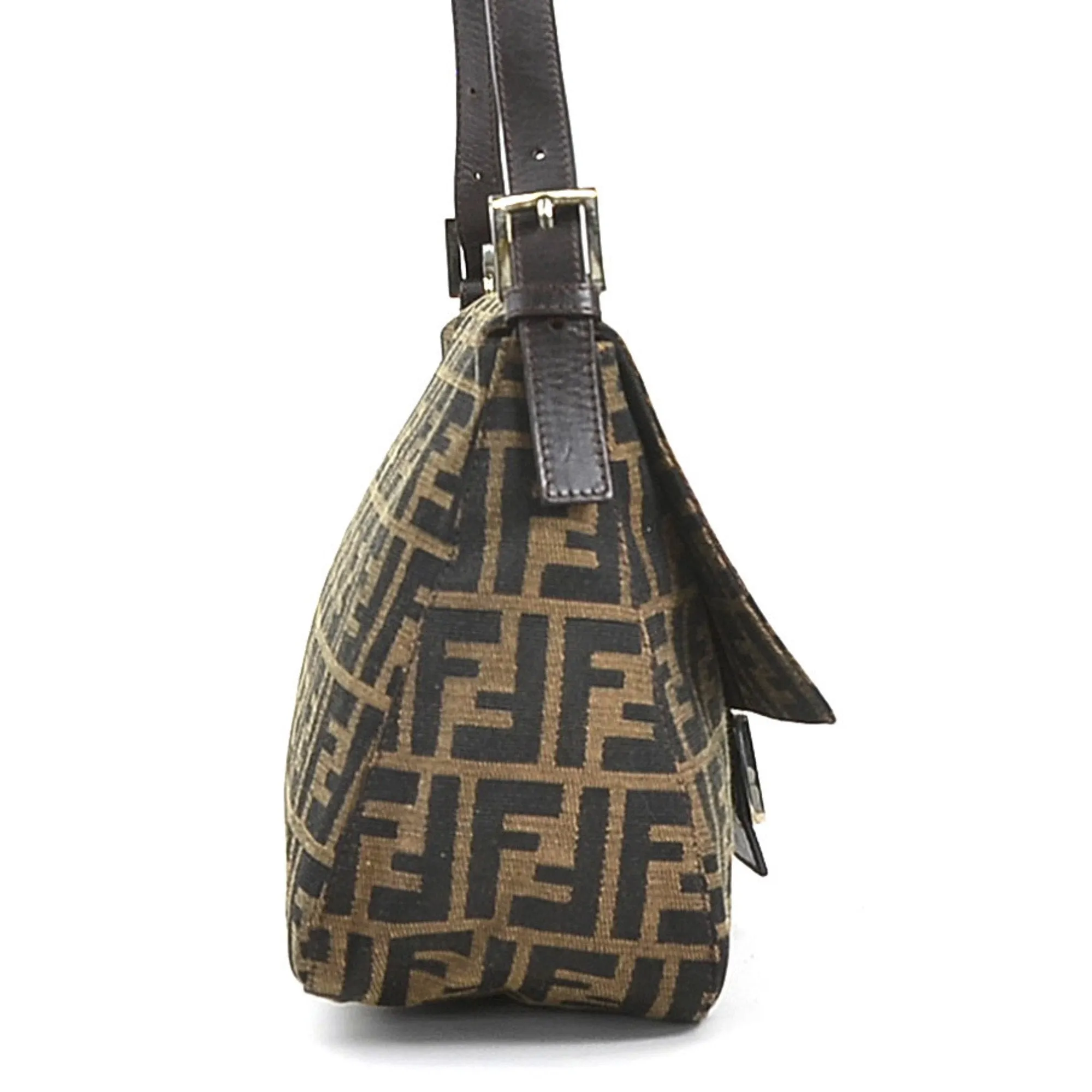 Fendi Canvas Leather Shoulder Bag (Pre-Owned)