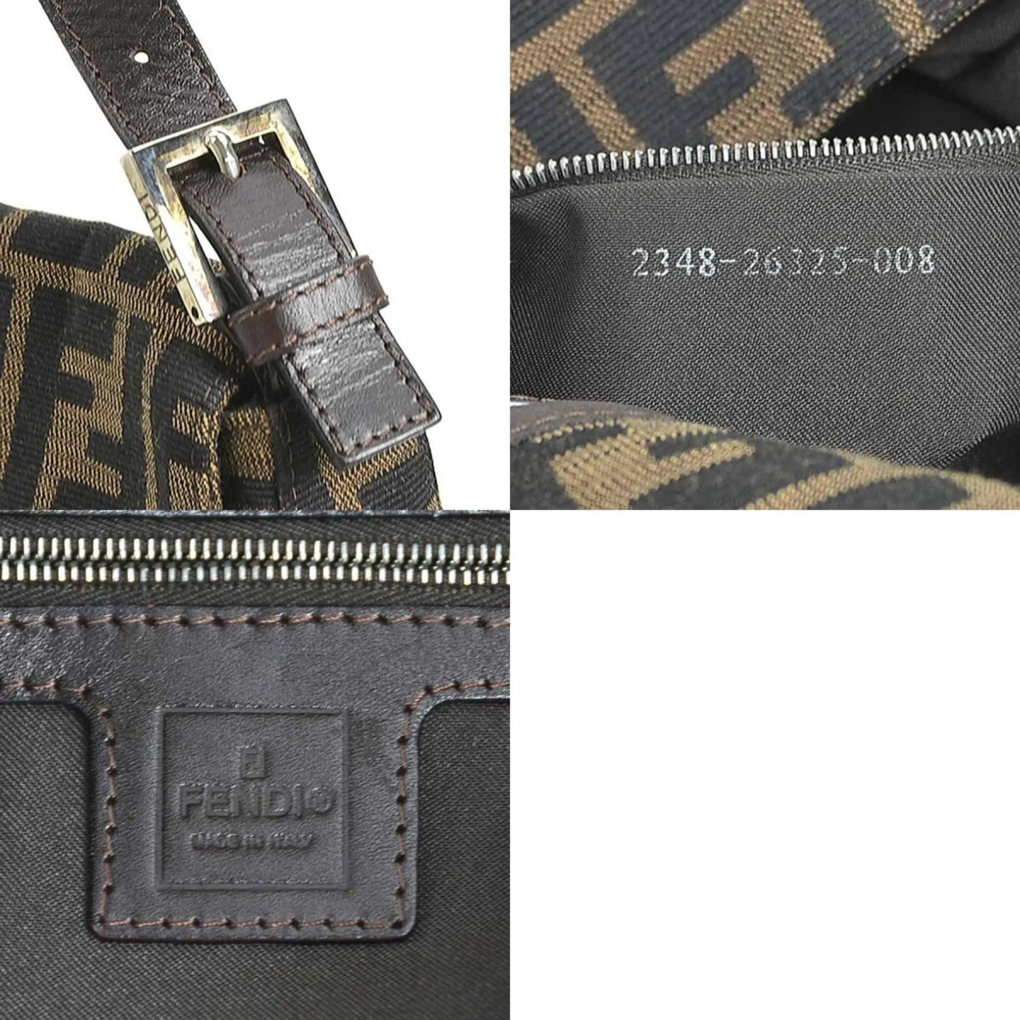 Fendi Canvas Leather Shoulder Bag (Pre-Owned)