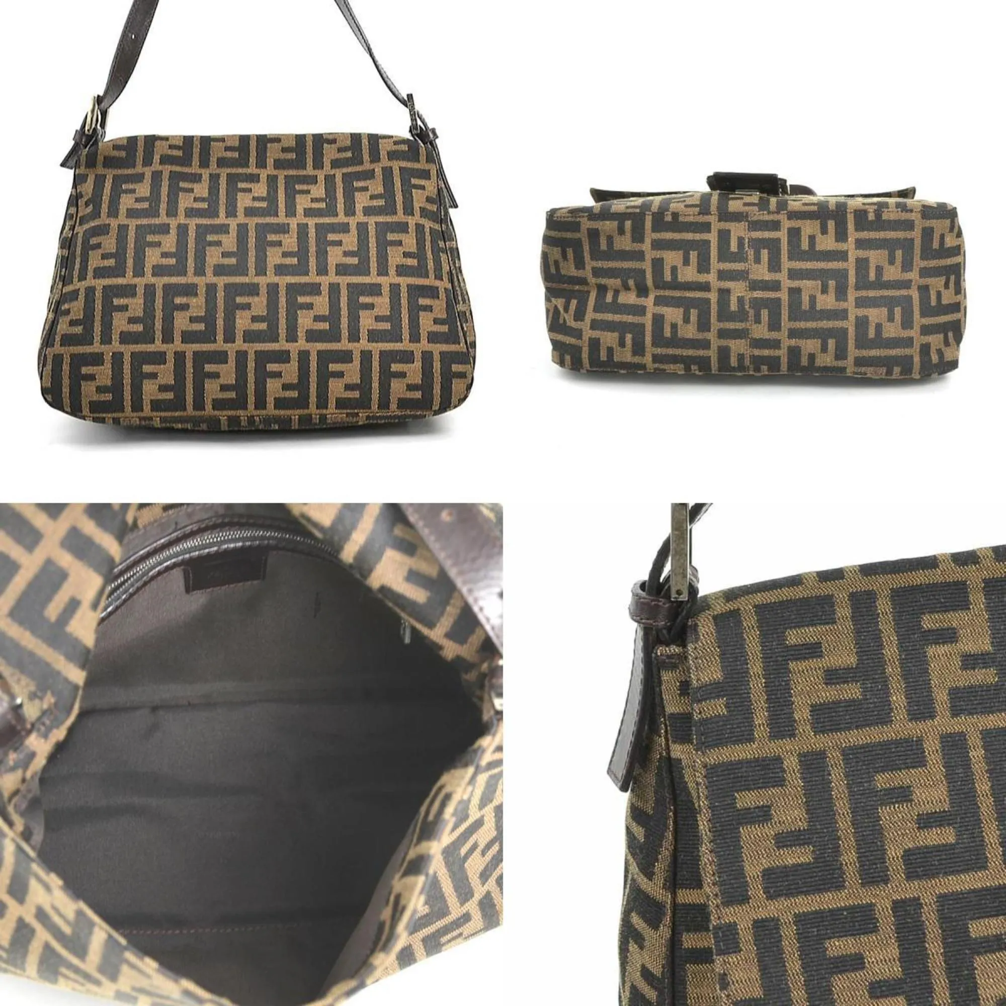 Fendi Canvas Leather Shoulder Bag (Pre-Owned)