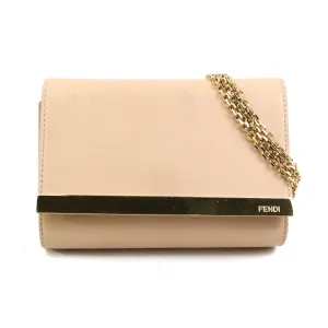Fendi gold pink Leather Metal Shoulder Bag (Pre-Owned)