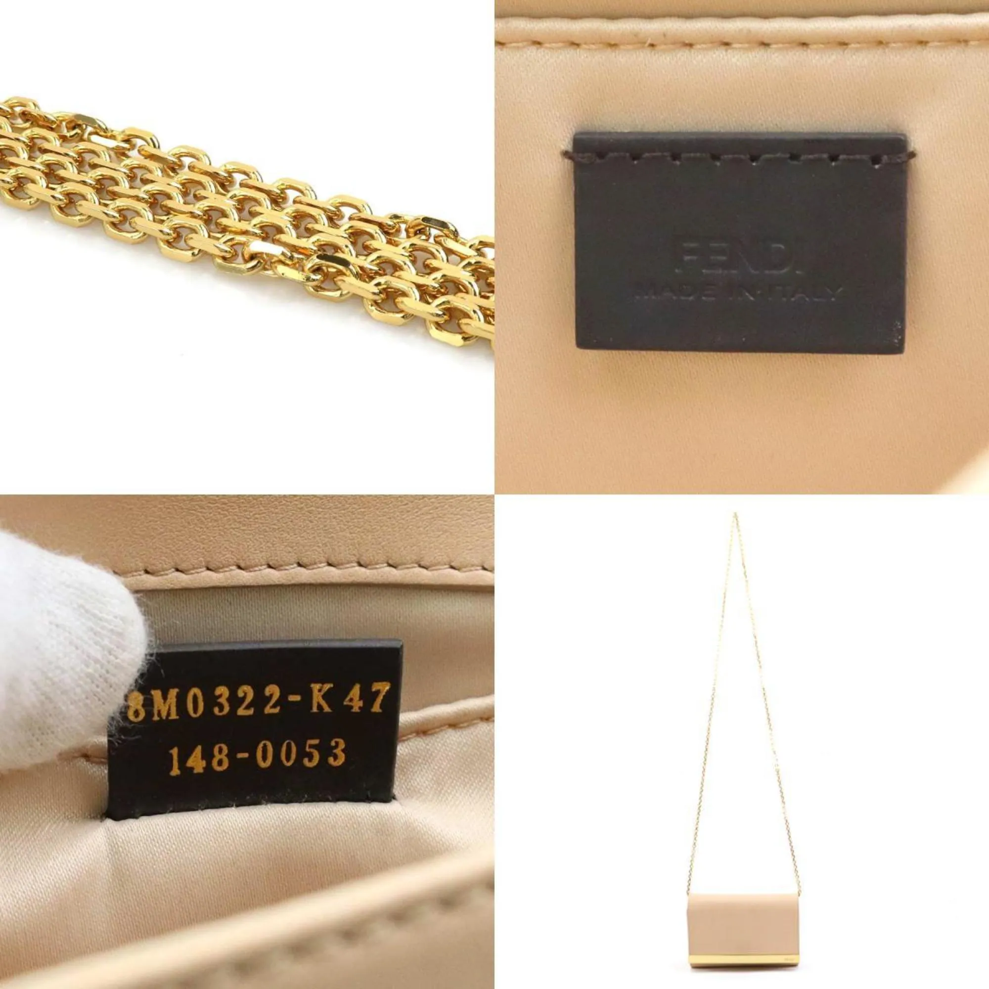Fendi gold pink Leather Metal Shoulder Bag (Pre-Owned)