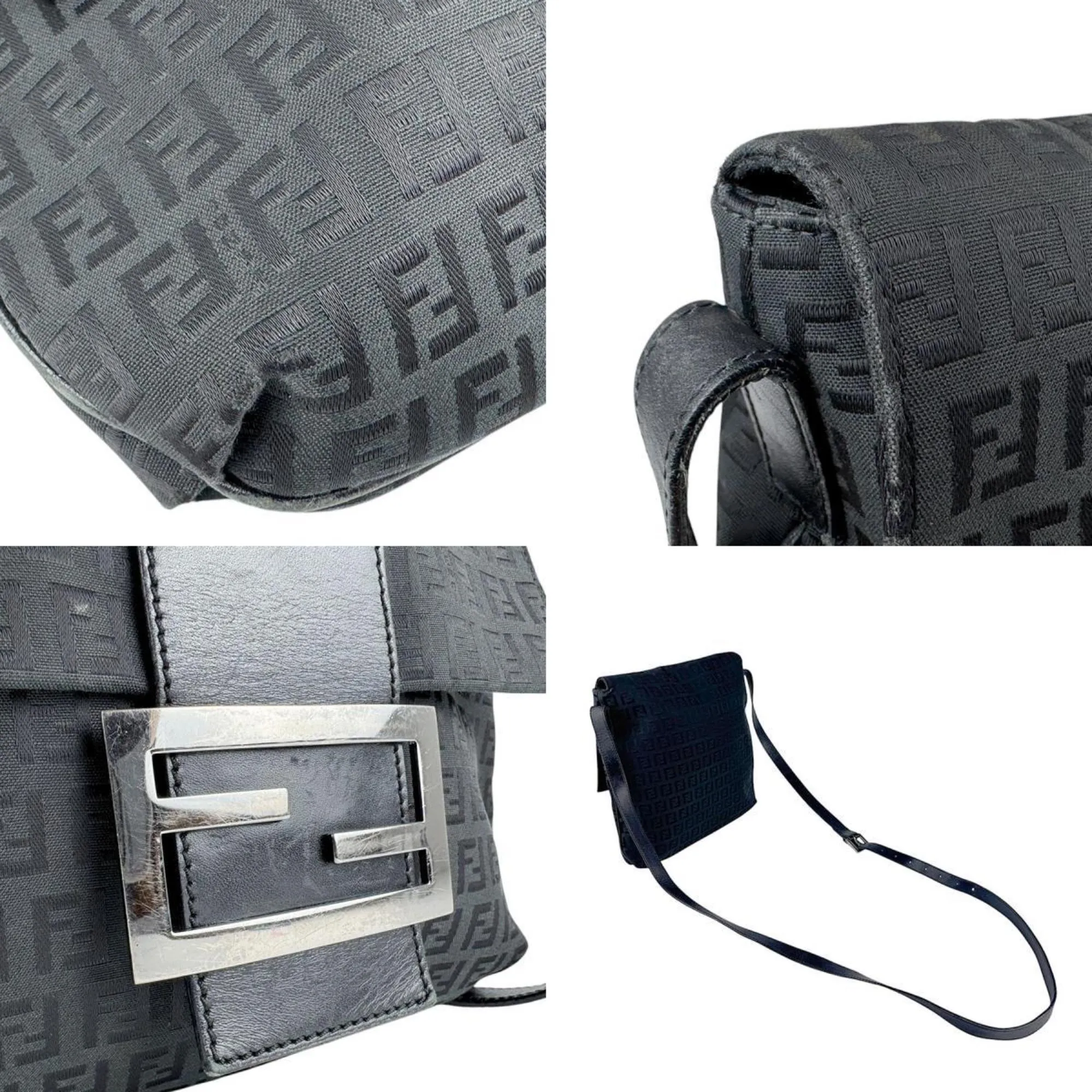 Fendi Nylon Canvas Leather Shoulder Bag (Pre-Owned)
