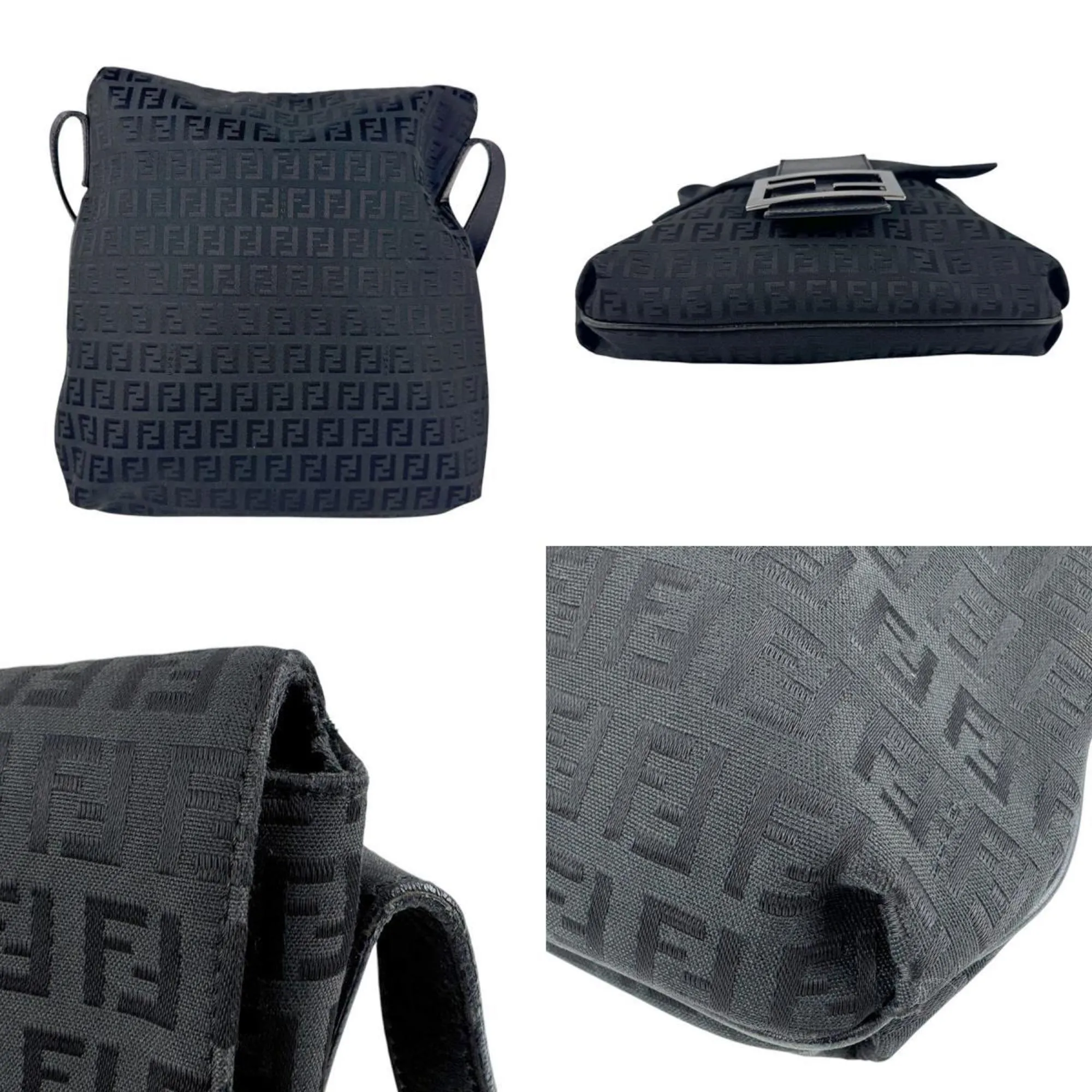 Fendi Nylon Canvas Leather Shoulder Bag (Pre-Owned)
