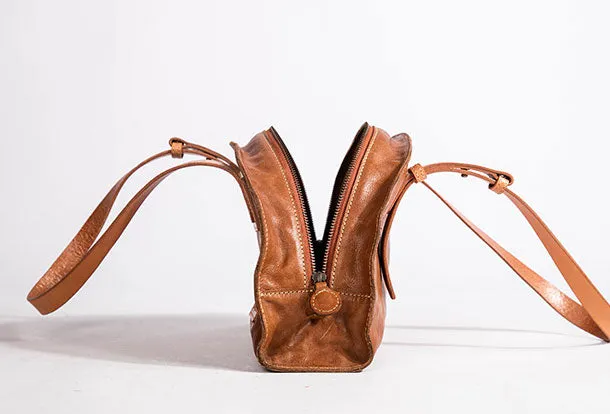 Genuine Leather Bag Semicircle Style Handmade Handbag Shoulder Bag Purse For Women
